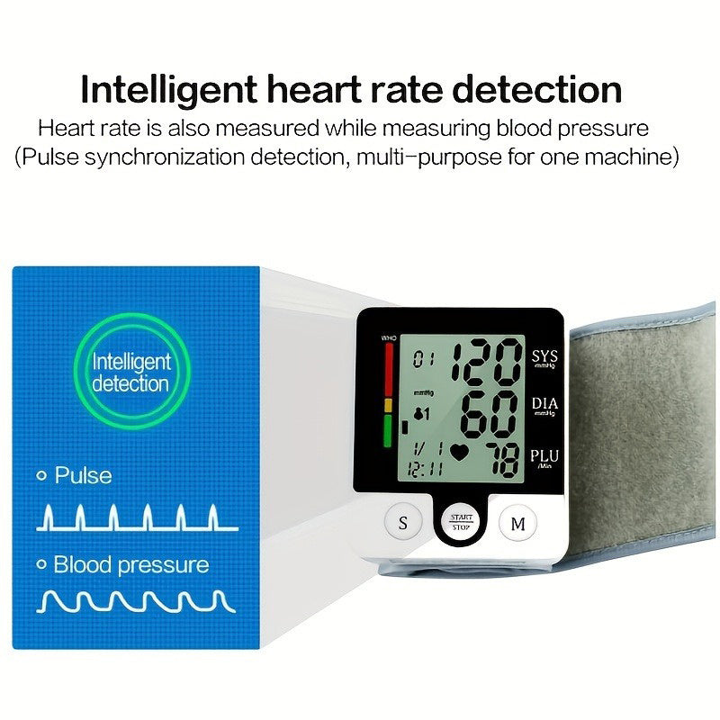 1pc CHANG KUN Wrist Blood Pressure Monitor Automatic Wrist Bp Monitor Blood Pressure Cuff for Home Use Adjustable Cuffs for Adult Electronic Digital Large LCD Display with Battery and Carrying Case