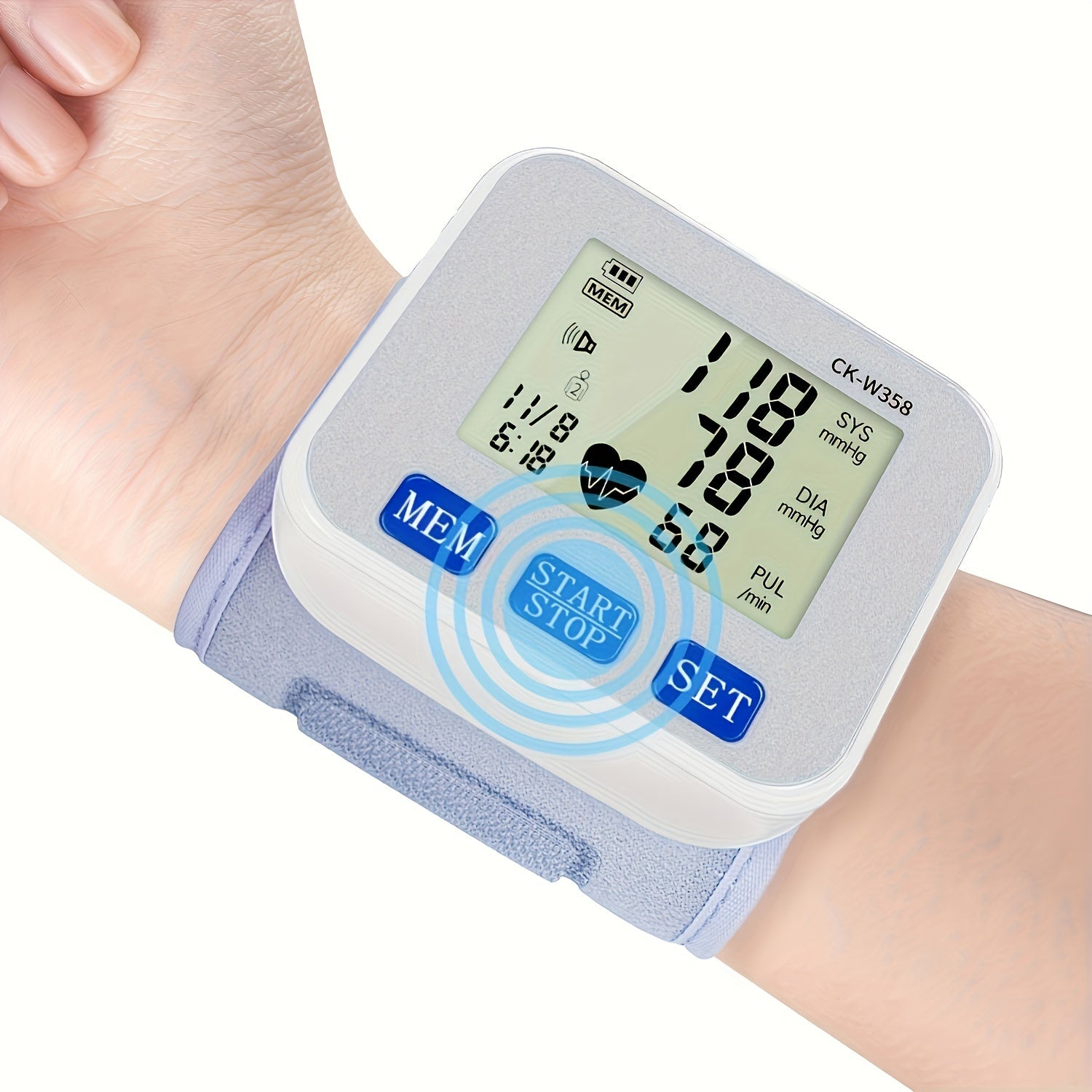CHANG KUN Rechargeable Blood Pressure Monitor, Wrist Blood Pressure Cuff Monitor with USB Charging, Automatic Digital BP Machine, Voice Broadcast, Large Display Screen (Built-In Lithium Battery)(Ck-W358)