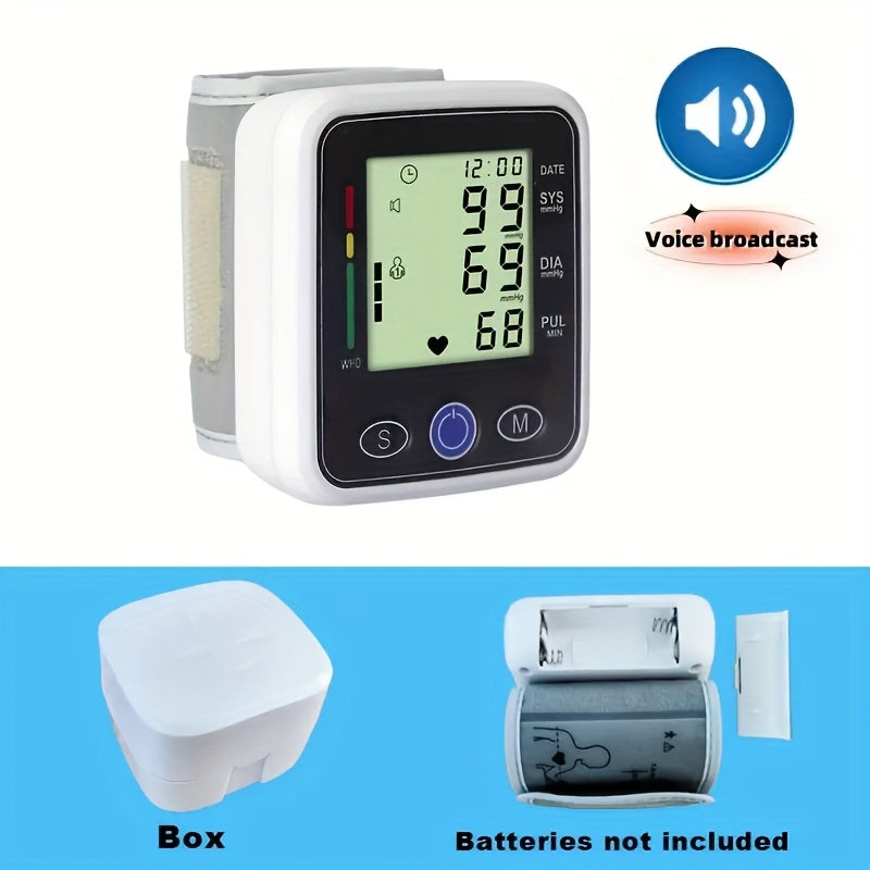 W01- Wrist Blood Pressure Monitor.BP Blood Pressure Meter - Stethoscope.One-click Operation, Precise Measurement, LCD Display, Voice Broadcast, Suitable for High And Low Blood Pressure, Heart Rate Irregular Detection.(Battery Not Included)