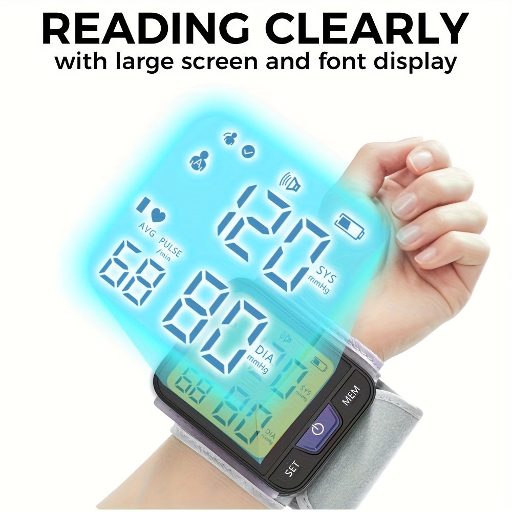 CHANGKUN New Fashion Wrist Blood Pressure Monitor With Voice & Large Tricolor Display - Digital Automatic Cuff & Carrying Case Included (Batteries Not Included)