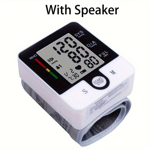 1pc Wrist Blood Pressure Monitor Automatic Wrist Bp Monitor Talking Blood Pressure Cuff For Home Use Adjustable Cuffs For Adult Electronic Digital Large LCD Display (Batteries Not Included)