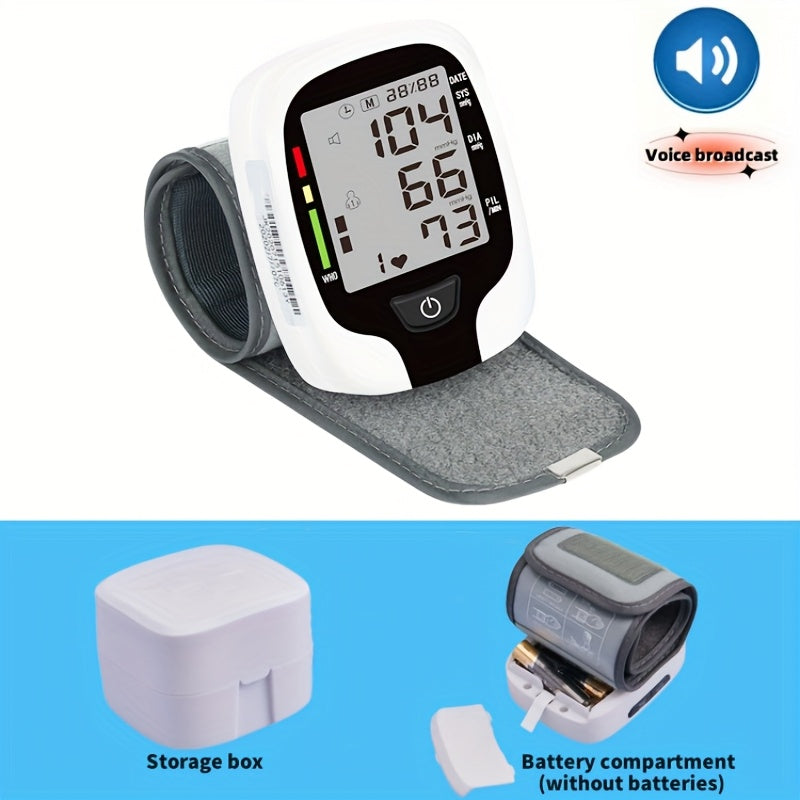 W01- Wrist Blood Pressure Monitor.BP Blood Pressure Meter - Stethoscope.One-click Operation, Precise Measurement, LCD Display, Voice Broadcast, Suitable for High And Low Blood Pressure, Heart Rate Irregular Detection.(Battery Not Included)