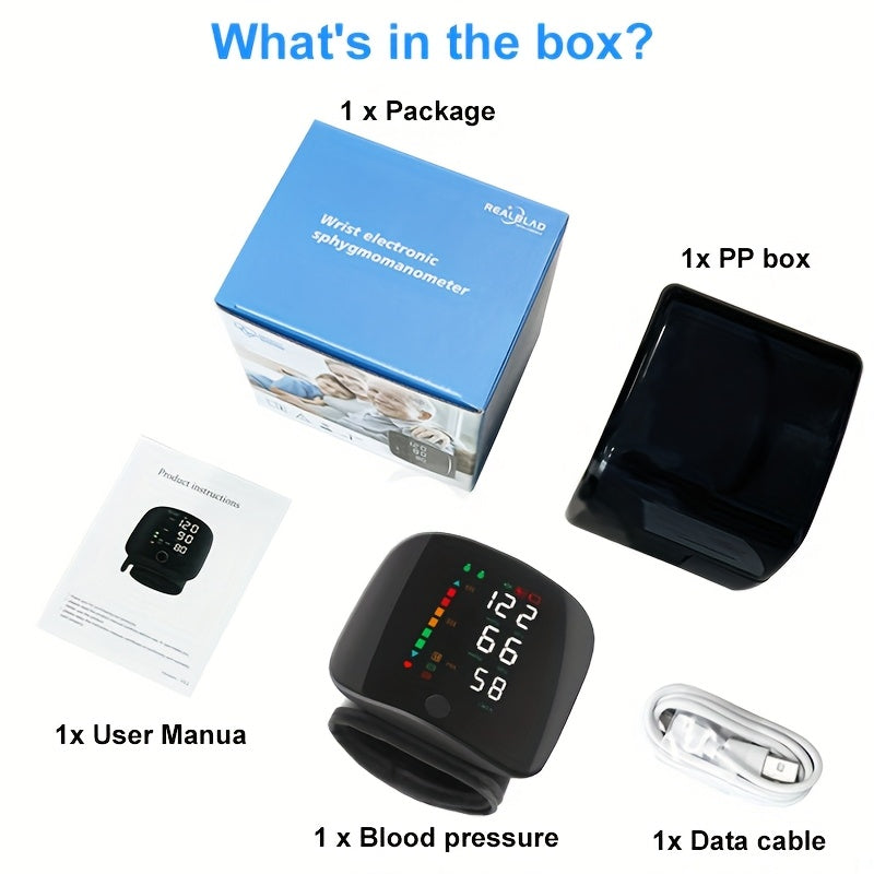 1pc Wrist Blood Pressure Monitor with LCD Display, Adjustable Cuff, Pulse Rate Detection & Irregular Heartbeat Alarm - Blood Pressure Measurement | USB Charging | Sound Playback Function, The Best Gift for Family And Friends