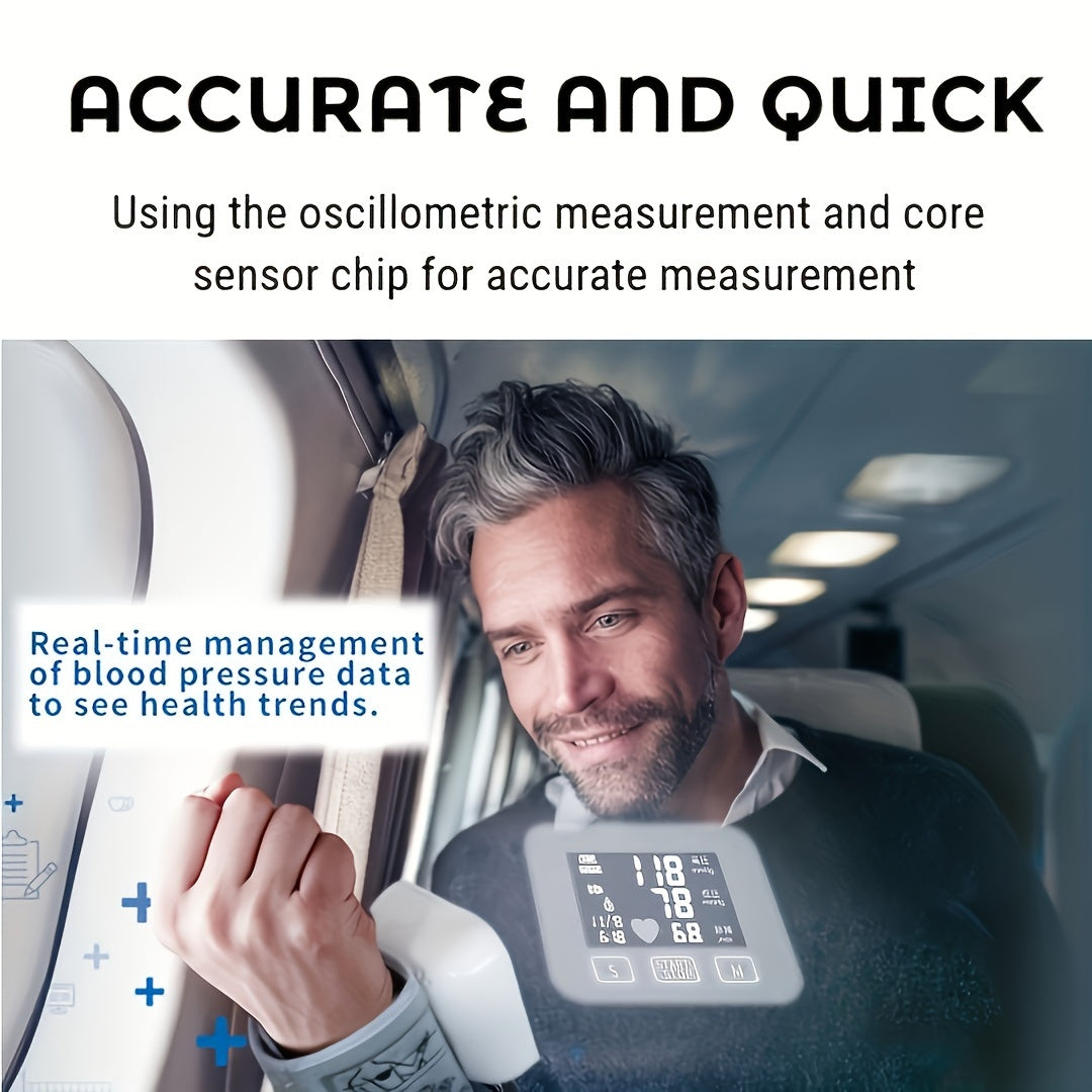 CHANG KUN Rechargeable Blood Pressure Monitor, Wrist Blood Pressure Cuff Monitor with USB Charging, Automatic Digital BP Machine, Voice Broadcast, Large Display Screen (Built-In Lithium Battery)(Ck-W358)
