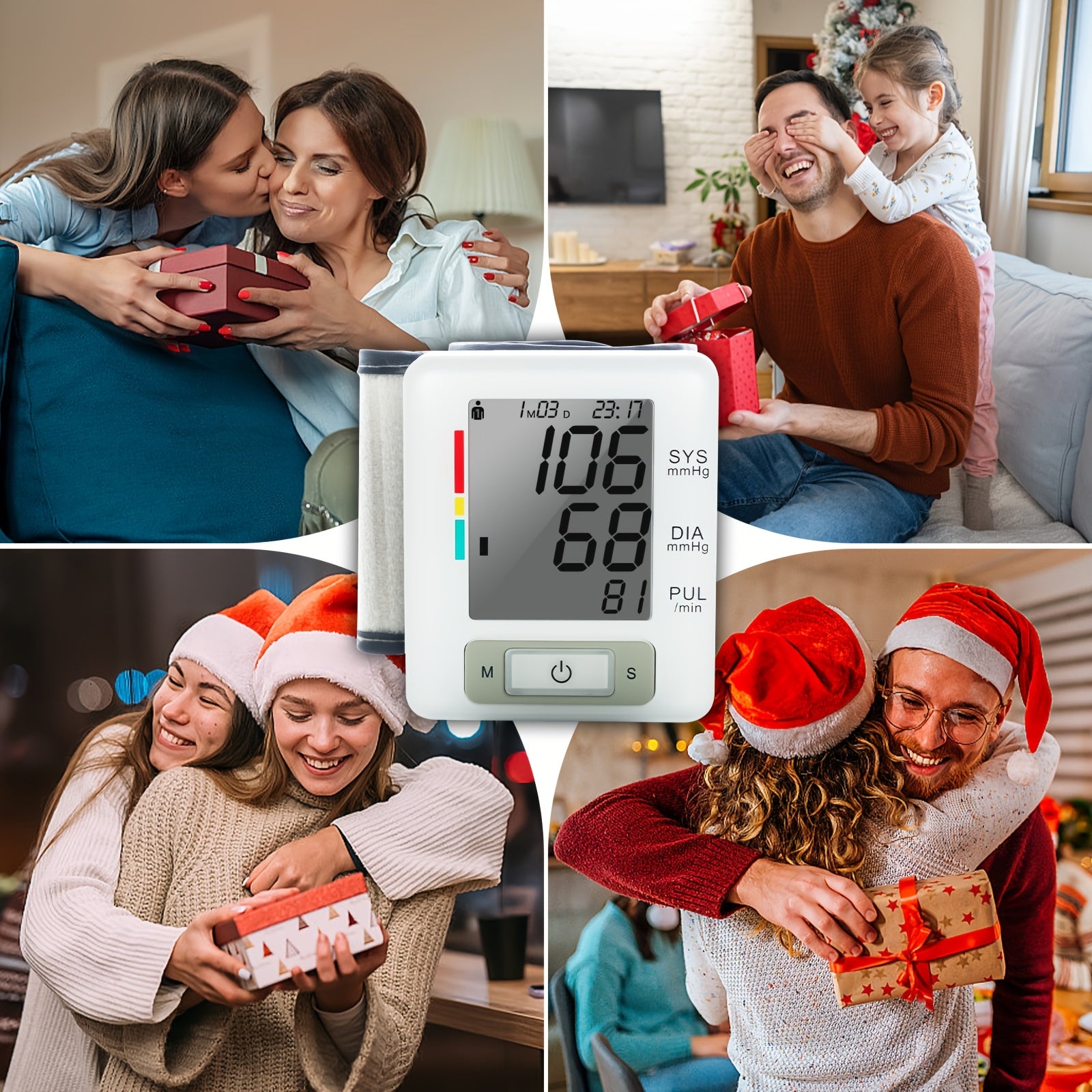 URION Wrist Blood Pressure Monitor with Large LCD Display, Portable Wrist Blood Pressure Monitor, Adjustable Cuff, Pulse Rate Detection, And Irregular Heartbeat Alert, Blood Pressure Measurement, Battery Operated (Batteries Not Included)