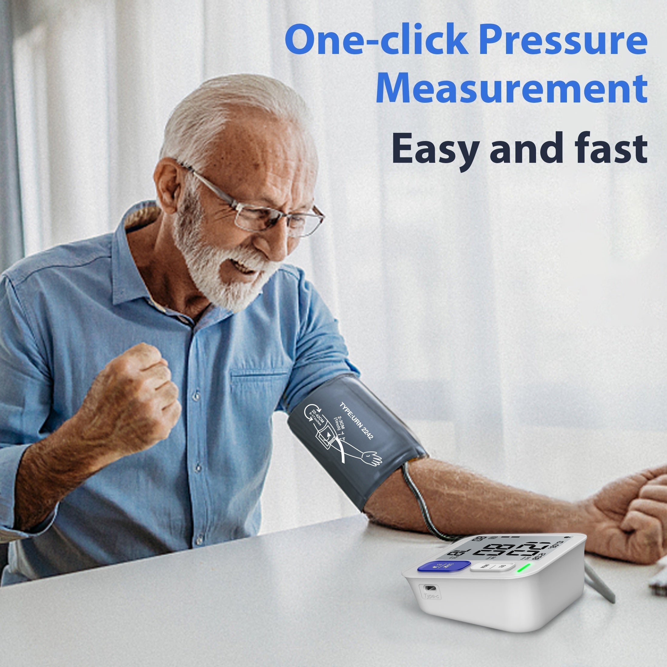 ALPHAMED Oversized 2-Way Digital Sphygmomanometer with 8.66-16.54inch Wide Range, 2*90 Memory, USB Cable & Alarm - High/Low Pressure, Portable Home/Travel Use, Perfect Gift for Family, Parents, Friends (Battery Not Included), Travel Health Tool, Ergonomic
