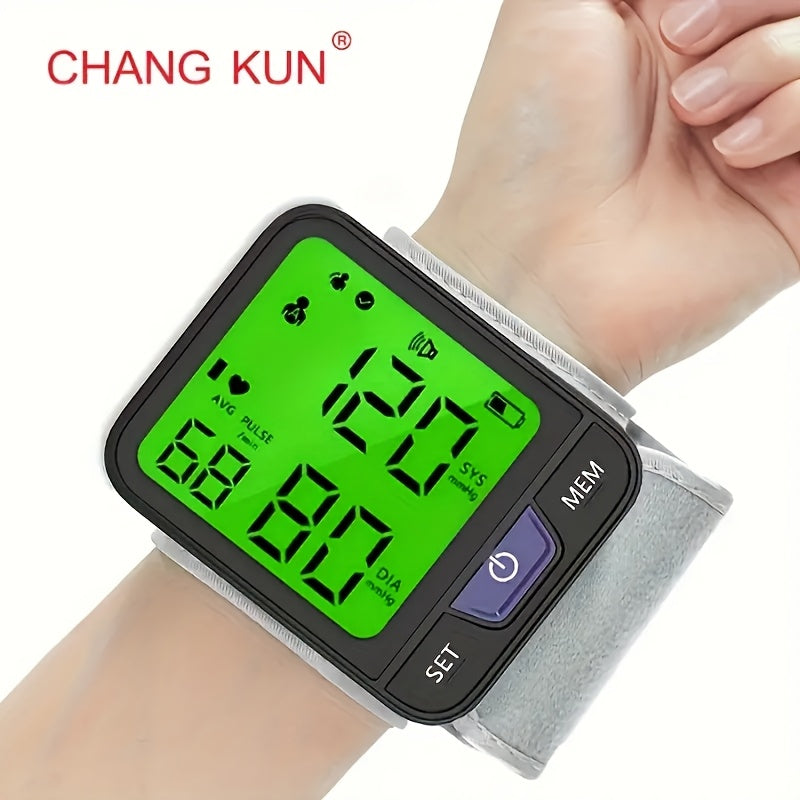 CHANGKUN Portable Wrist Blood Pressure Monitor with Voice & Large Tricolor Display - Digital Automatic Cuff, Memory Storage, Battery Operated, Includes Carrying Case (Batteries Not Included), Blood Pressure Monitor for Home