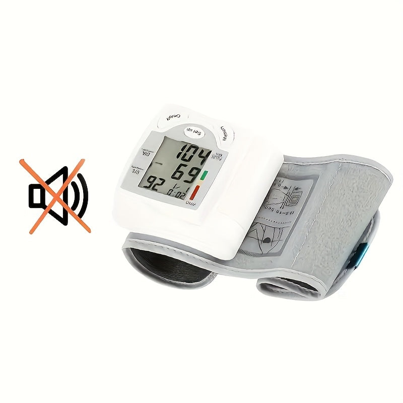 1pc Automatic Wrist Blood Pressure Monitor with Large LCD Screen - Adjustable Cuff, Pulse Rate Detection, Irregular Heartbeat Alert, Battery-Powered (Batteries Not Included), Safe for Adults, 36V Or Lower