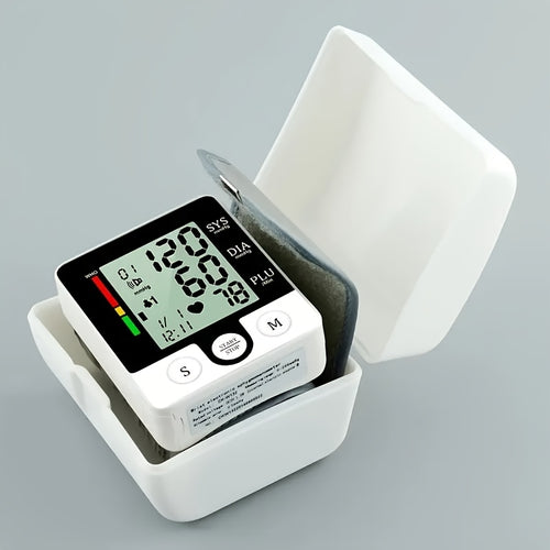1pc Wrist Blood Pressure Monitor Automatic Wrist Bp Monitor Talking Blood Pressure Cuff For Home Use Adjustable Cuffs For Adult Electronic Digital Large LCD Display (Batteries Not Included)