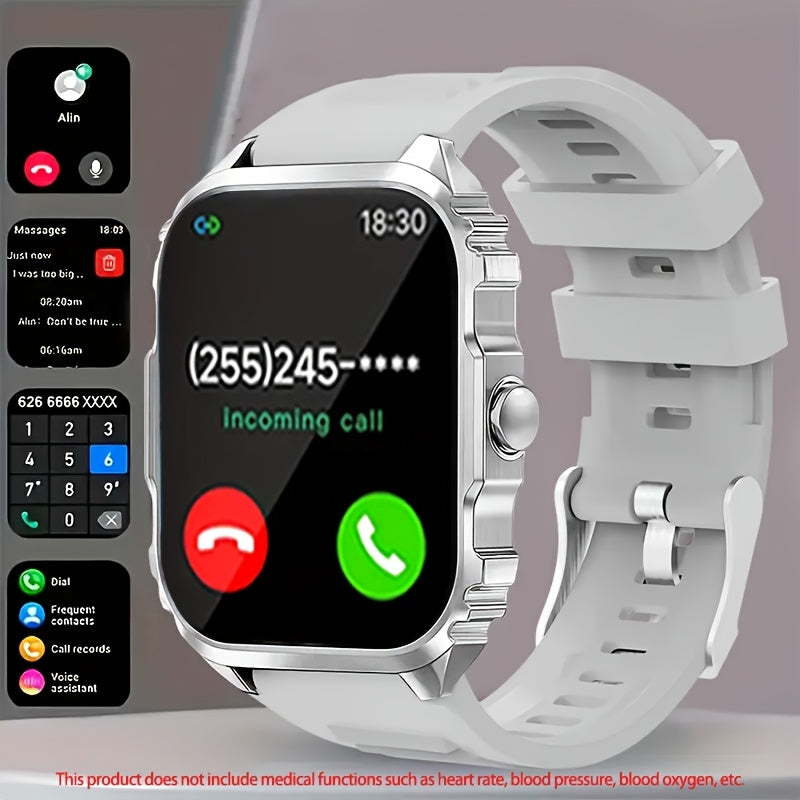 [Sporty Smartwatch] Multifunctional Smartwatch with Wireless Calling | Sporty Outdoor/Hiking/Travel Wear, Sports Data Tracking, Alarm Clock, Prolonged Sitting Reminder, Metal Body & Silicone Strap – Perfect Holiday Gift