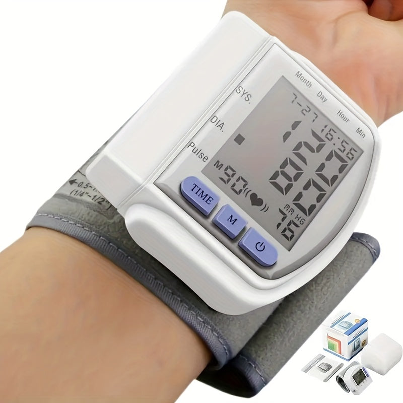 CHANG KUN Automatic Wrist Blood Pressure Monitor - Digital Sphygmomanometer With Large LCD Display, Adjustable Strap, Battery-Powered, Easy-to-Read Heart Rate And Memory Storage Features, No Batteries Included