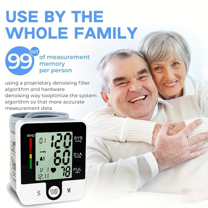 1pc CHANG KUN Wrist Blood Pressure Monitor Automatic Wrist Bp Monitor Blood Pressure Cuff for Home Use Adjustable Cuffs for Adult Electronic Digital Large LCD Display with Battery and Carrying Case