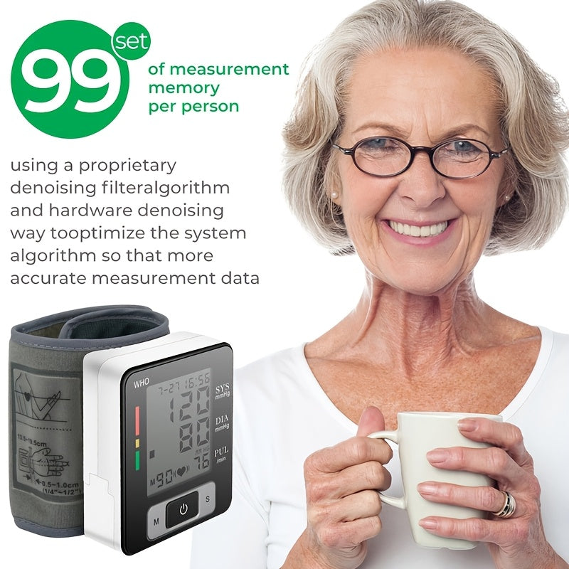 CHANG KUN CK-W133 Automatic Wrist Blood Pressure Monitor - Large LCD Display, Adjustable Cuff, Multi-User Mode (99 Readings per User), Portable PP Case, 300mAh Battery (Lasts 15-20 Days), WHO Health Indicator, Ideal for Home Use, Health Tracking & Fitness