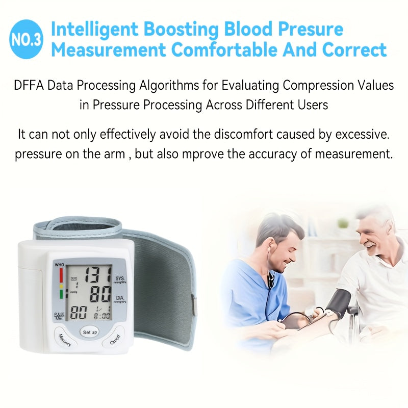 Automatic Wrist Blood Pressure Monitor with Large LCD Screen - Adjustable Cuff, Pulse Rate Detection, Irregular Heartbeat Alert, Battery-Powered (Batteries Not Included), Safe for Adults, 36V Or Lower, President's Day And Start Of School Season