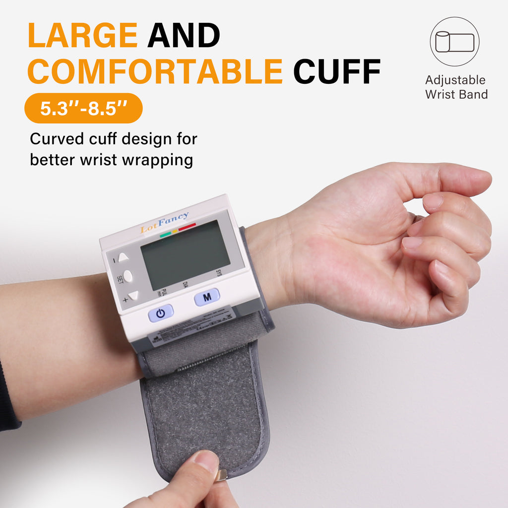 Wrist Blood Pressure Monitor for Home Use, BP Cuff, Automatic Digital Blood Pressure Machine, BP Monitor, (5.3-8.5), 4 Users, 120 Memory, with Large Screen