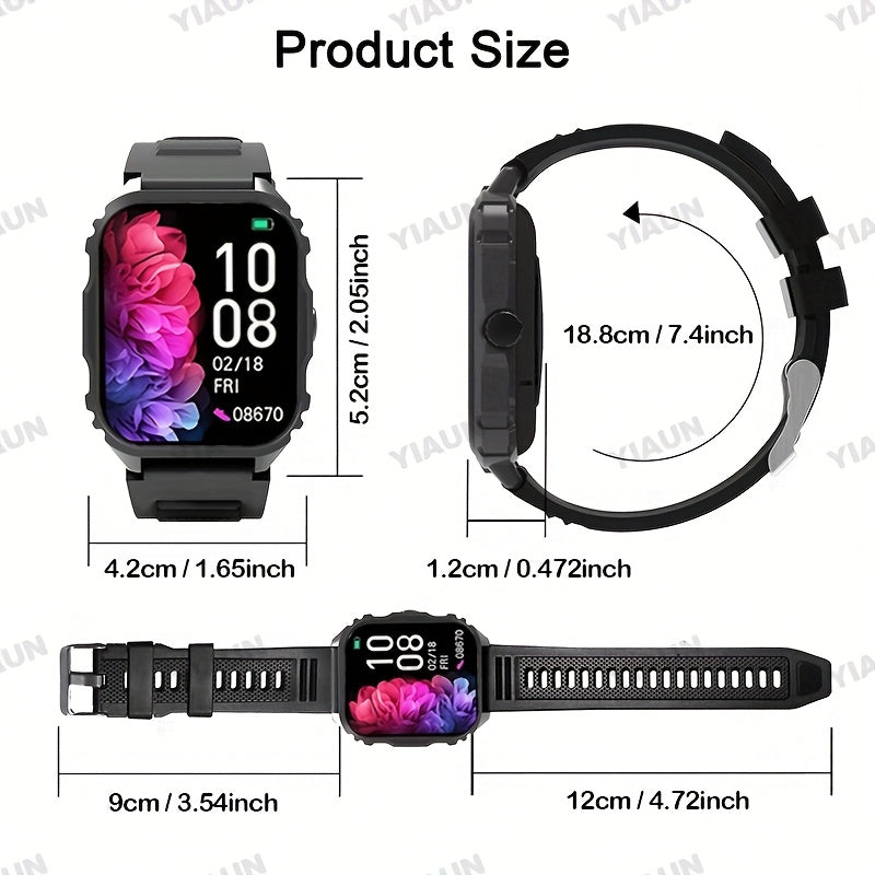 [Sporty Smartwatch] Multifunctional Smartwatch with Wireless Calling | Sporty Outdoor/Hiking/Travel Wear, Sports Data Tracking, Alarm Clock, Prolonged Sitting Reminder, Metal Body & Silicone Strap – Perfect Holiday Gift