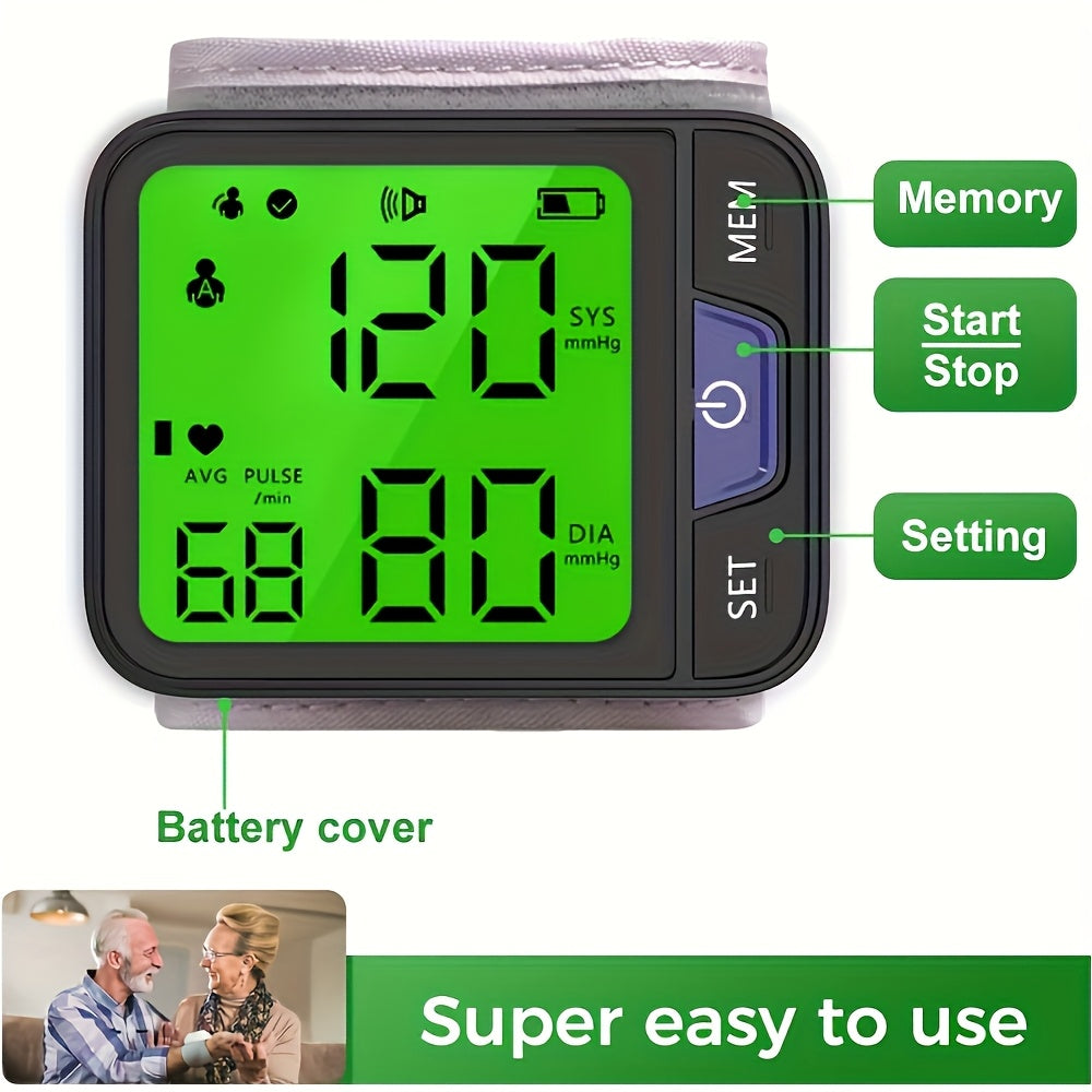 CHANG KUN Wrist Blood Pressure Monitor with Voice-Assisted Operation, Large Tri-Color Display, Digital Auto-Cuff, 2x120 Memory, Portable Bag - Battery Not Included, Blood Pressure Monitor for Home