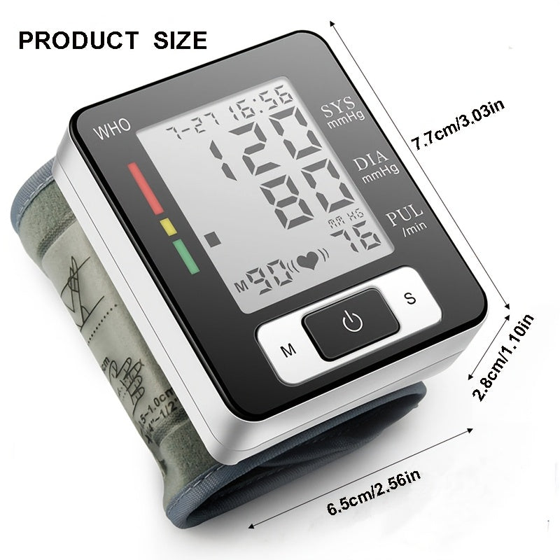 CHANG KUN CK-W133 Automatic Wrist Blood Pressure Monitor - Large LCD Display, Adjustable Cuff, Multi-User Mode (99 Readings per User), Portable PP Case, 300mAh Battery (Lasts 15-20 Days), WHO Health Indicator, Ideal for Home Use, Health Tracking & Fitness
