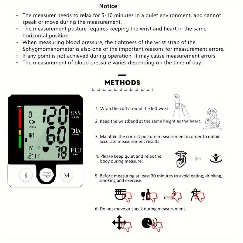 CHANG KUN Wrist Blood Pressure Monitor Automatic Wrist Bp Monitor Blood Pressure Cuff For Home Use Adjustable Cuffs For Adult Electronic Digital Large LCD Display With Battery And Carrying Case