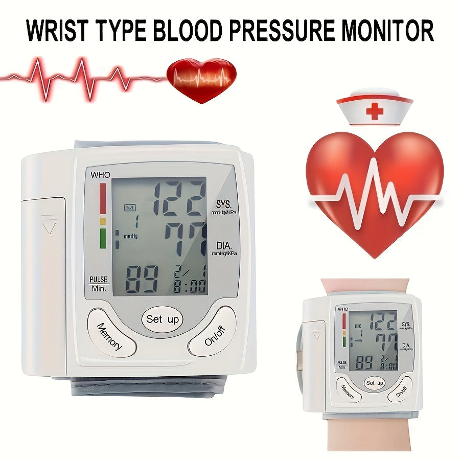 CHANG KUN AUTOMATIC DIGITAL WRIST BLOOD PRESSURE MONITOR - Adjustable Cuff With Heart Rate Monitor, WHO Health Indicator, Battery Operated (Batteries Not Included), For Home Use, Easy To Operate, Portable Design