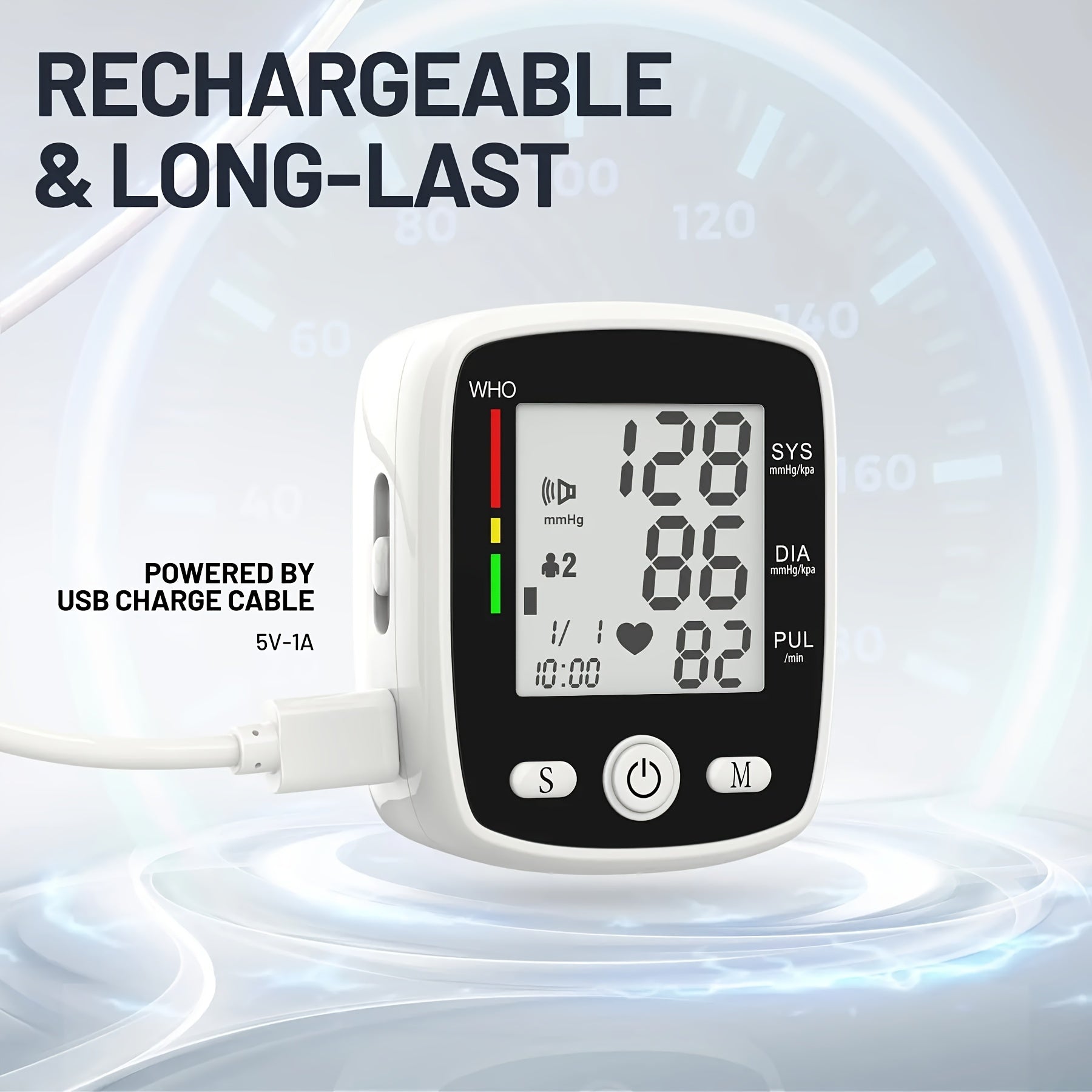 CHANG KUN Rechargeable Digital Wrist Blood Pressure Monitor With Large LCD, Voice Broadcast, Portable Design & 2x99 Readings Memory