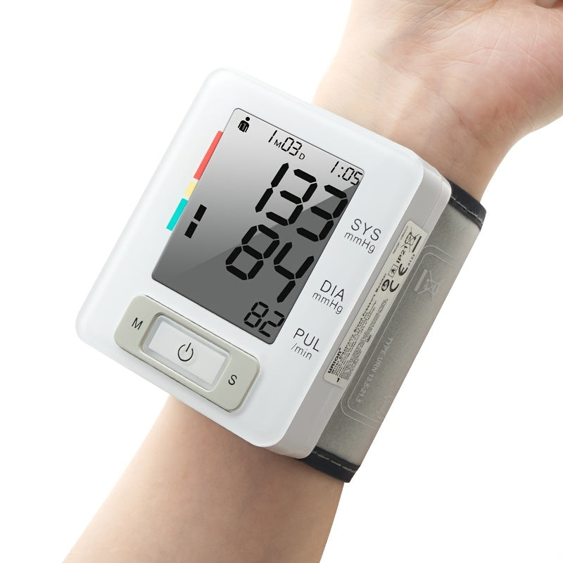 URION Wrist Blood Pressure Monitor with Large LCD Display, Portable Wrist Blood Pressure Monitor, Adjustable Cuff, Pulse Rate Detection, And Irregular Heartbeat Alert, Blood Pressure Measurement, Battery Operated (Batteries Not Included)