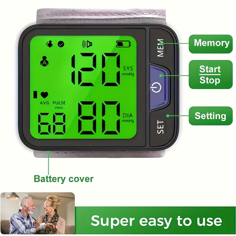 CHANGKUN Portable Wrist Blood Pressure Monitor with Voice & Large Tricolor Display - Digital Automatic Cuff, Memory Storage, Battery Operated, Includes Carrying Case (Batteries Not Included), Blood Pressure Monitor for Home