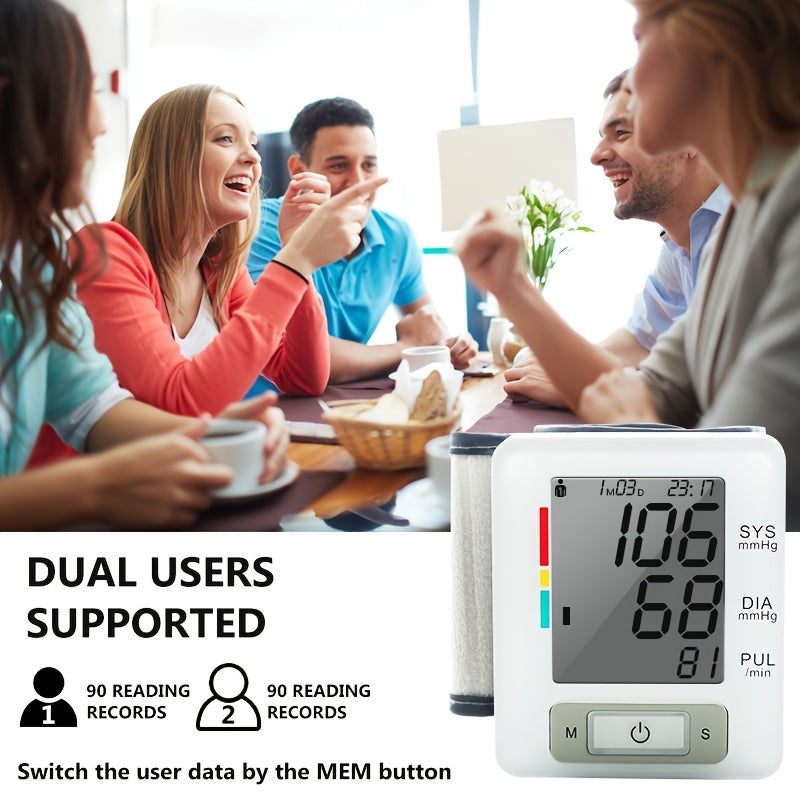 URION Wrist Blood Pressure Monitor with Large LCD Display, Portable Wrist Blood Pressure Monitor, Adjustable Cuff, Pulse Rate Detection, And Irregular Heartbeat Alert, Blood Pressure Measurement, Battery Operated (Batteries Not Included)